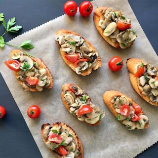 Italian Bruschetta with Mushrooms and Cherry Tomatoes