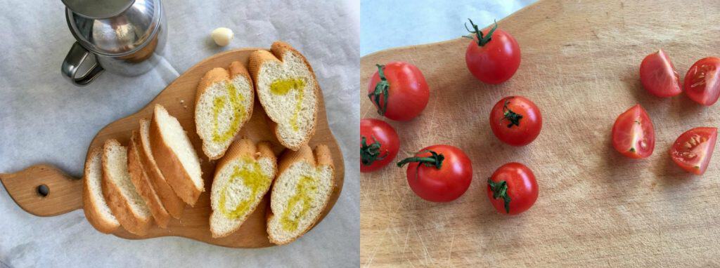 Bruschetta with Mushrooms and Cherry Tomatoes - Step1