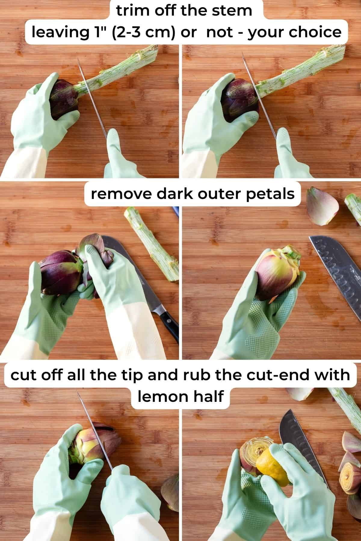 Trimming fresh artichokes - step by step.