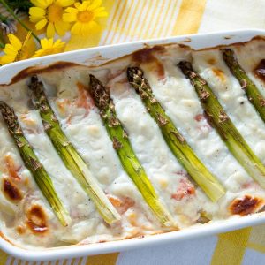 Creamy Asparagus Casserole w/ Salmon & Potatoes