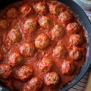 Polpette Italian Meatballs in a pan