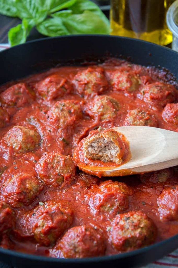 The BEST Italian Meatballs In Tomato Sauce {Baked or Pan-Fried}