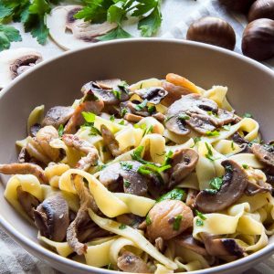 Tagliatelle with Sauteed Mushrooms, Roasted Meat & Chestnuts : Italian ...