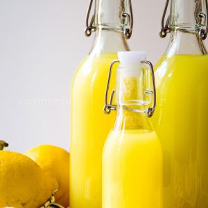 Bottles of homemade limoncello