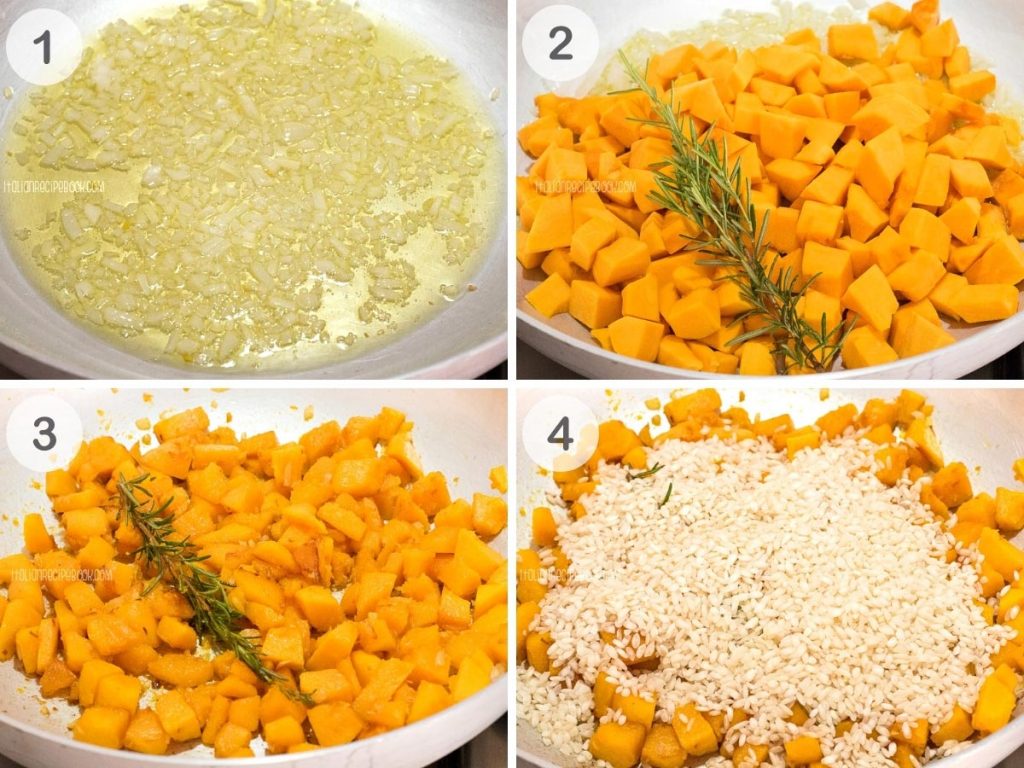 how to make pumpkin risotto - steps 1-4