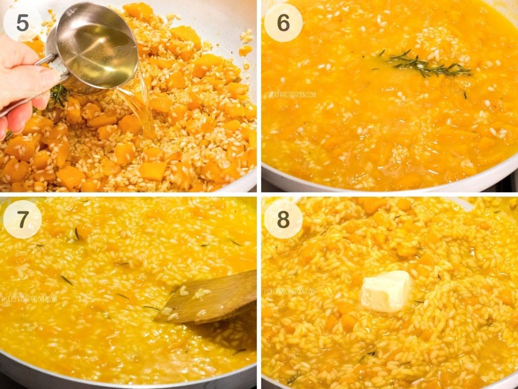 how to make pumpkin risotto - steps 5-8