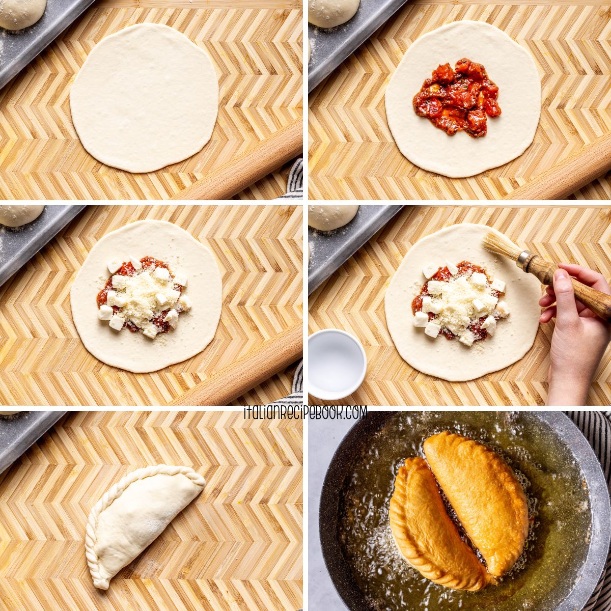 forming, filling and frying panzerotti