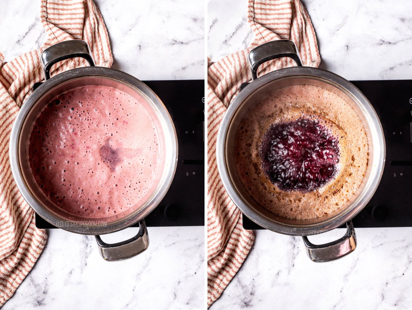 juice (grape must) coming to a boil in a large pot