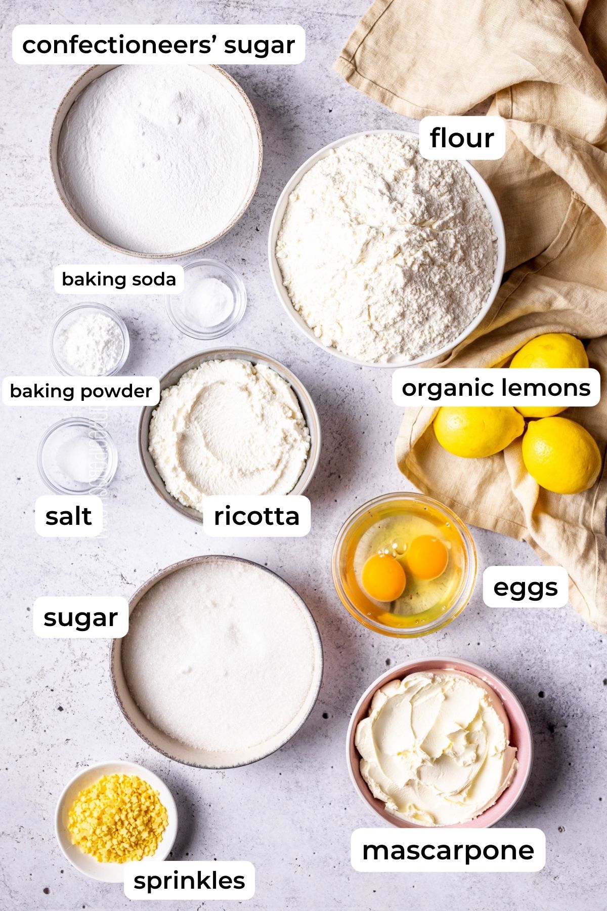 ingredients needed for lemon ricotta cookies