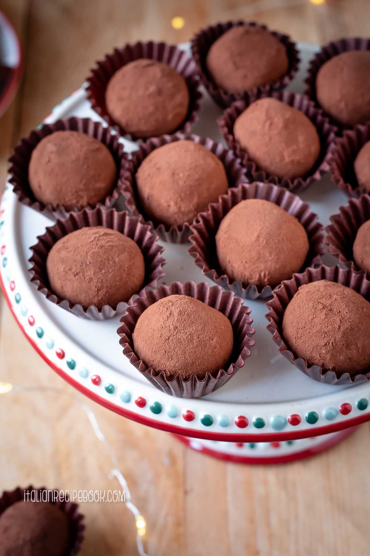 chestnut chocolate truffles close up