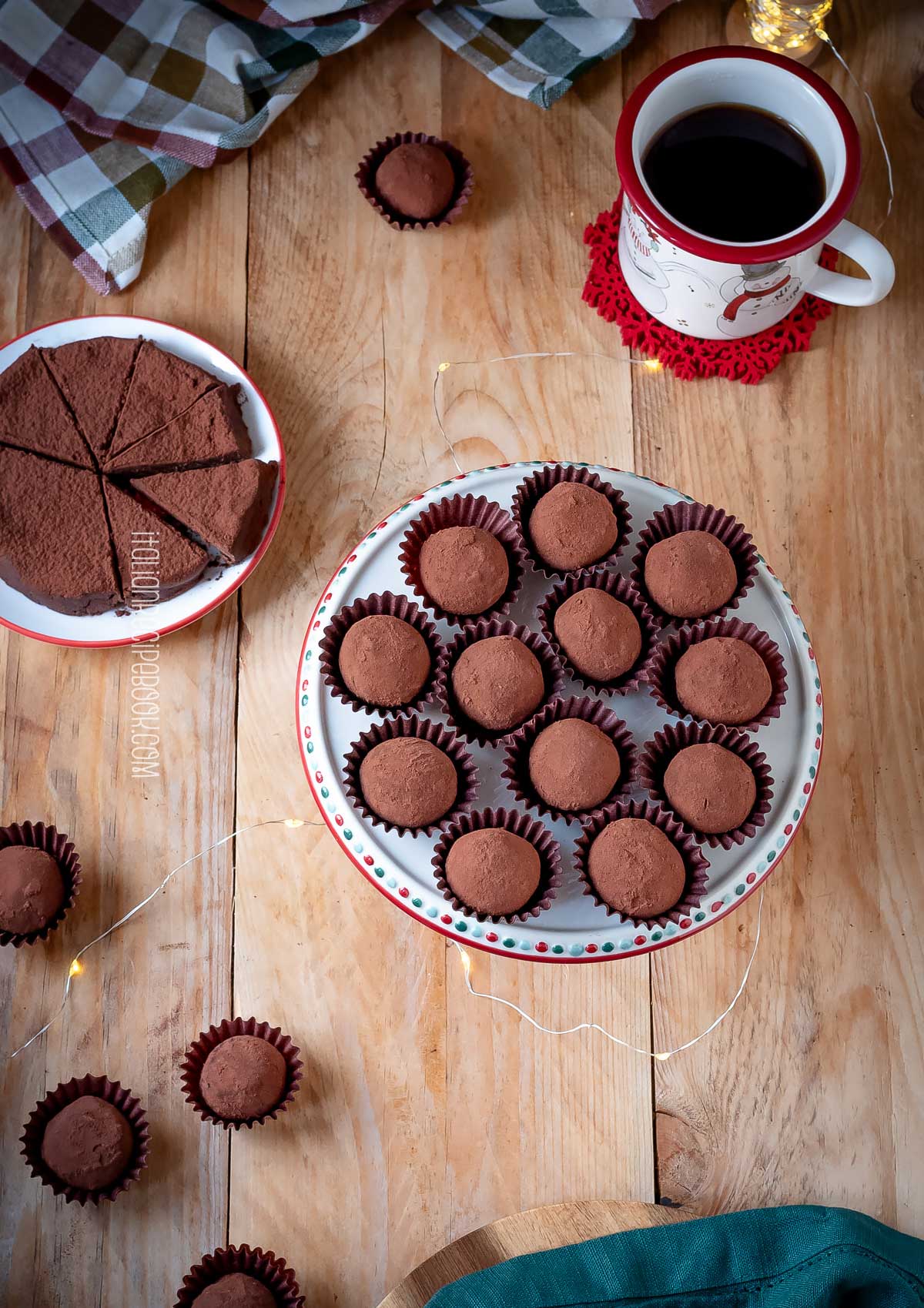 chestnut chocolate truffles overhead view