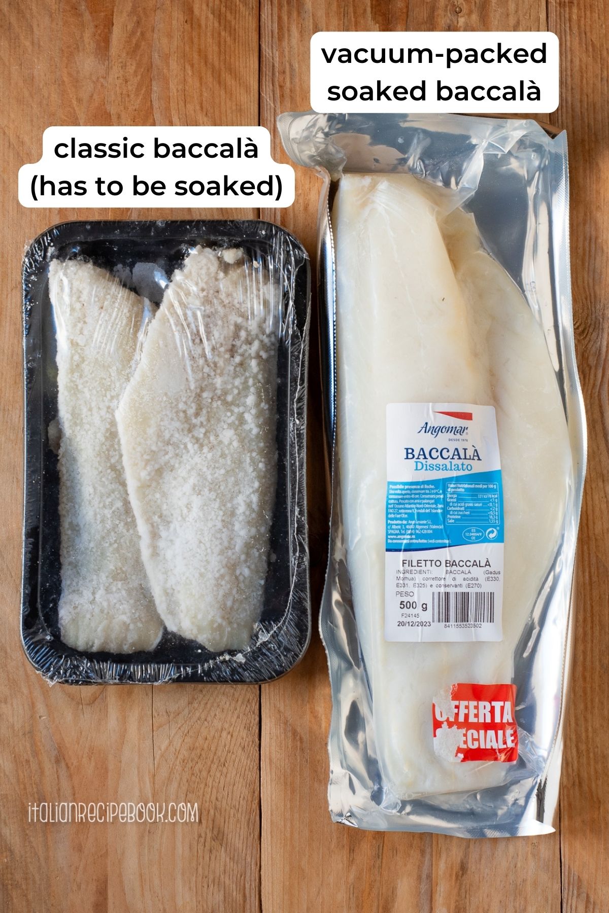 salted baccala vs vacuum packed soaked baccala