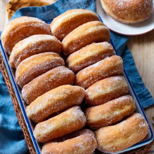 Graffe Potato Doughnuts coated with sugar.