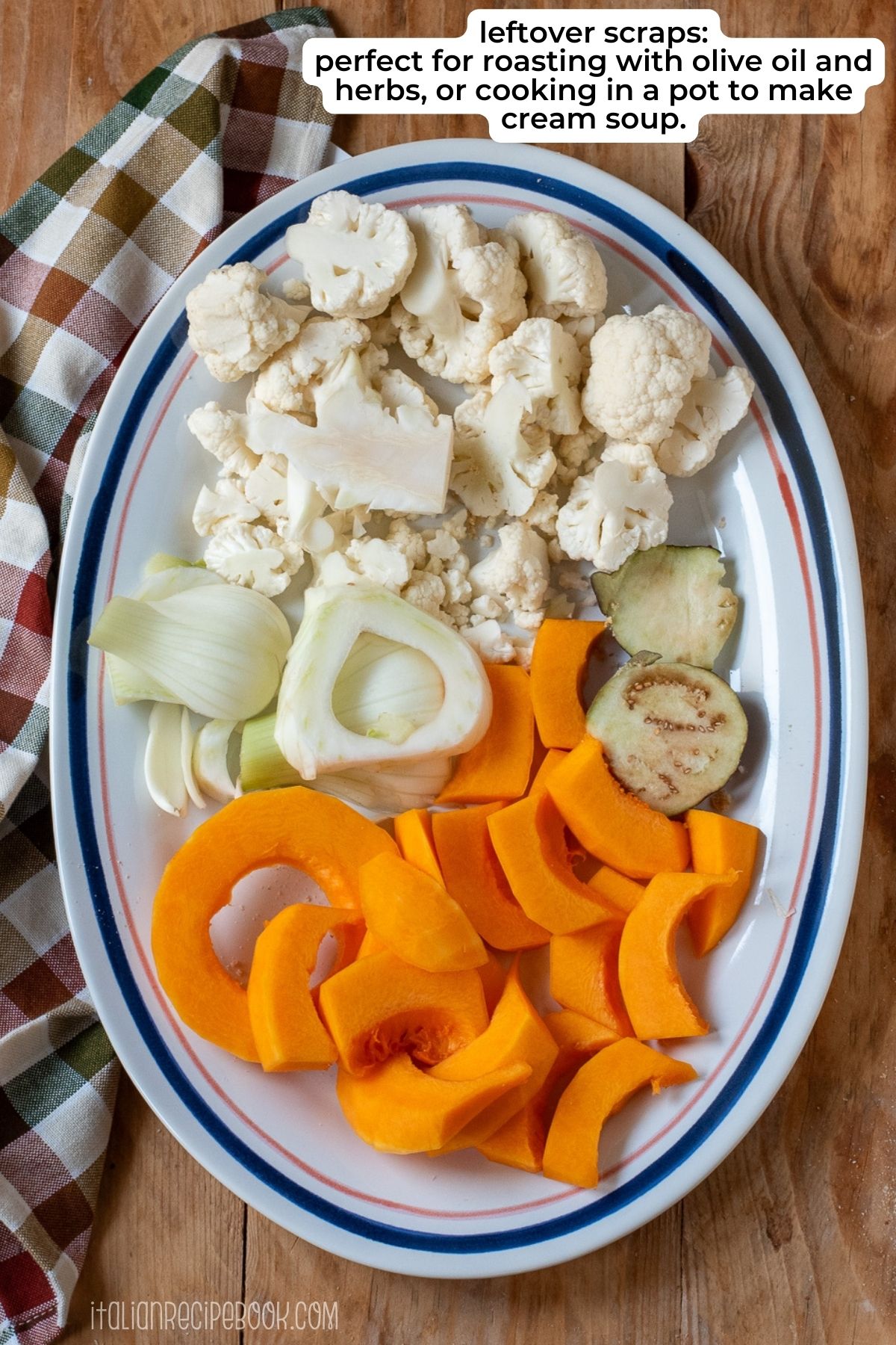 Leftover vegetables on a plate.