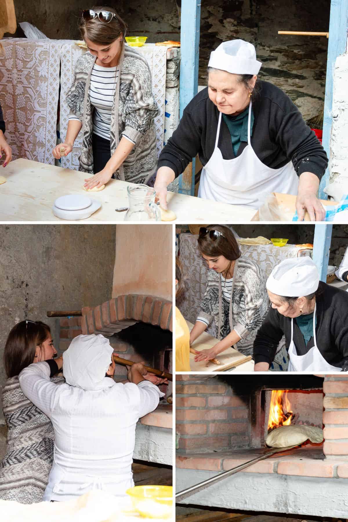 Me making pane carasau during the masterclass.