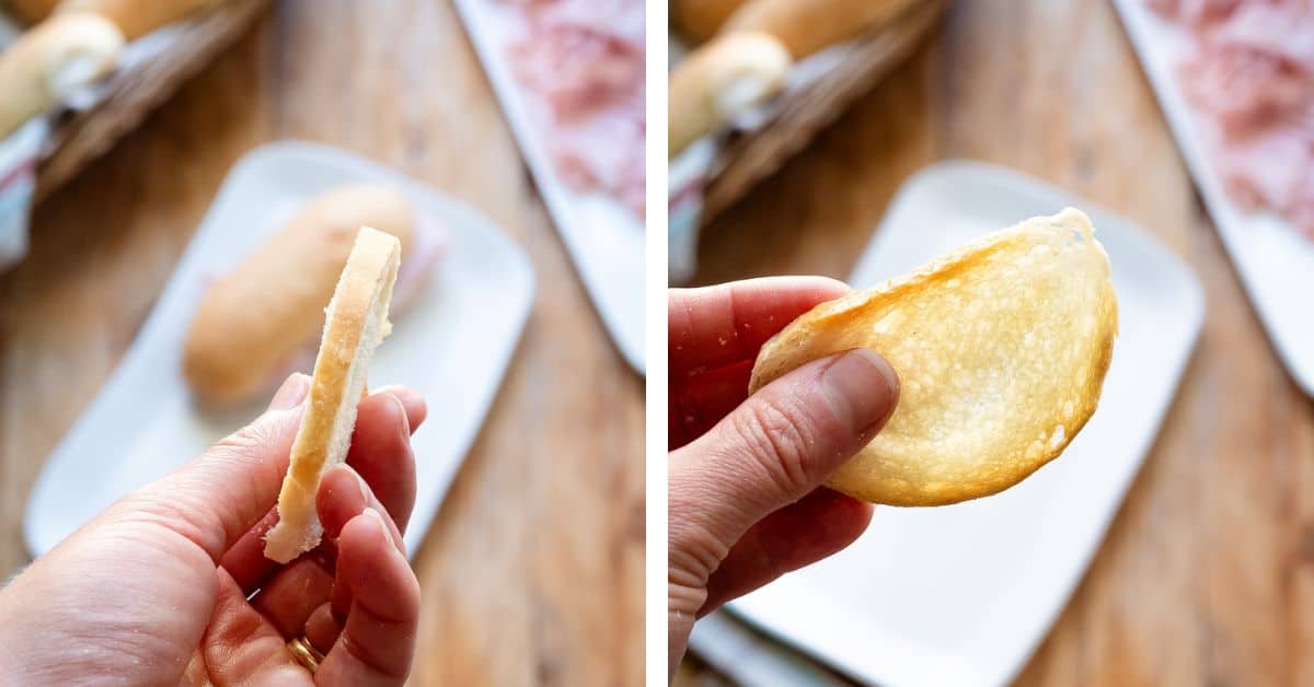 Slices of panini bread.