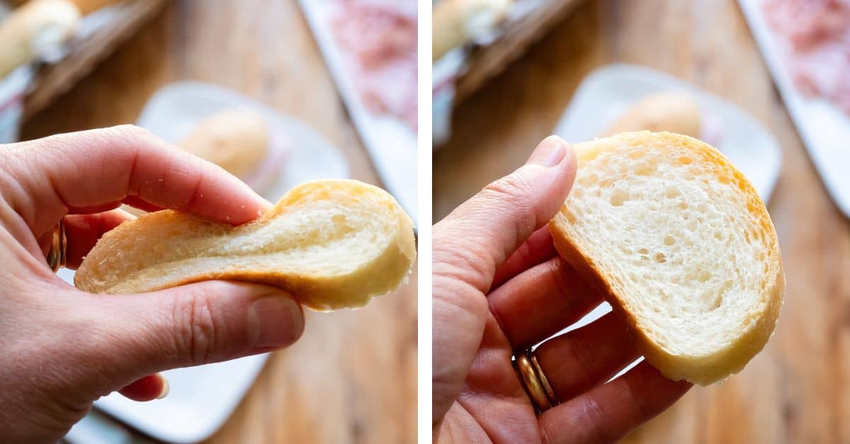 A slice of panini bread.