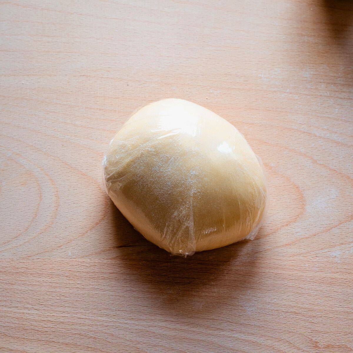 Egg dough wrapped in a plastic wrap.